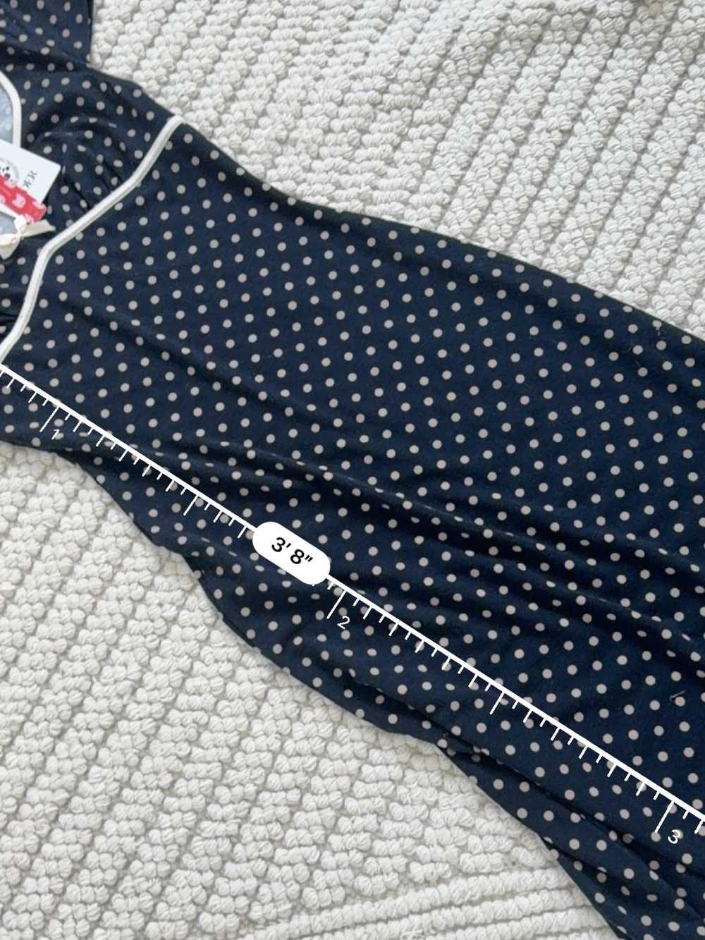 Cider Knit V-neck Spot Bowknot Midi Dress - Picture 5 of 5